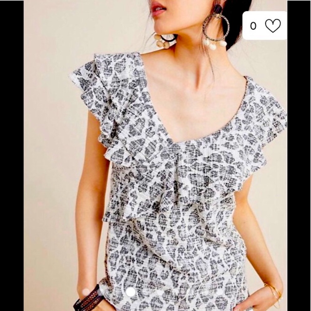 Anthropologie Dolan Savannah grey  ruffled blouse - Picture 2 of 15